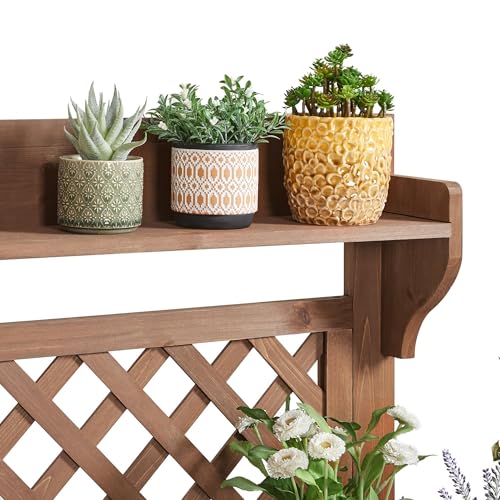 Brown Wooden Potting Bench Table V47830