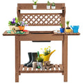 Brown Wooden Potting Bench Table V47830