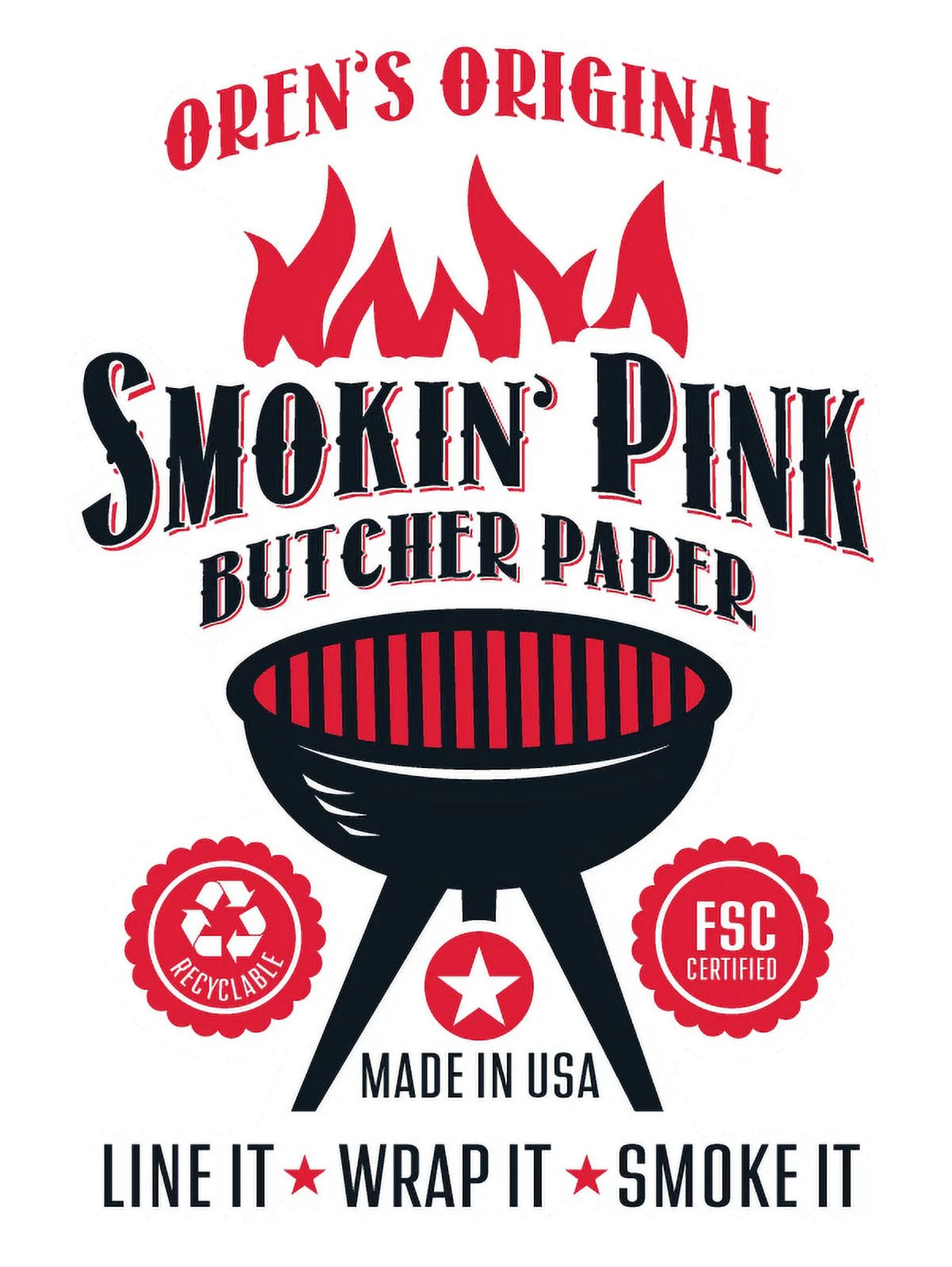 Pink Kraft Butcher Paper Roll 17.25" x 200' U129