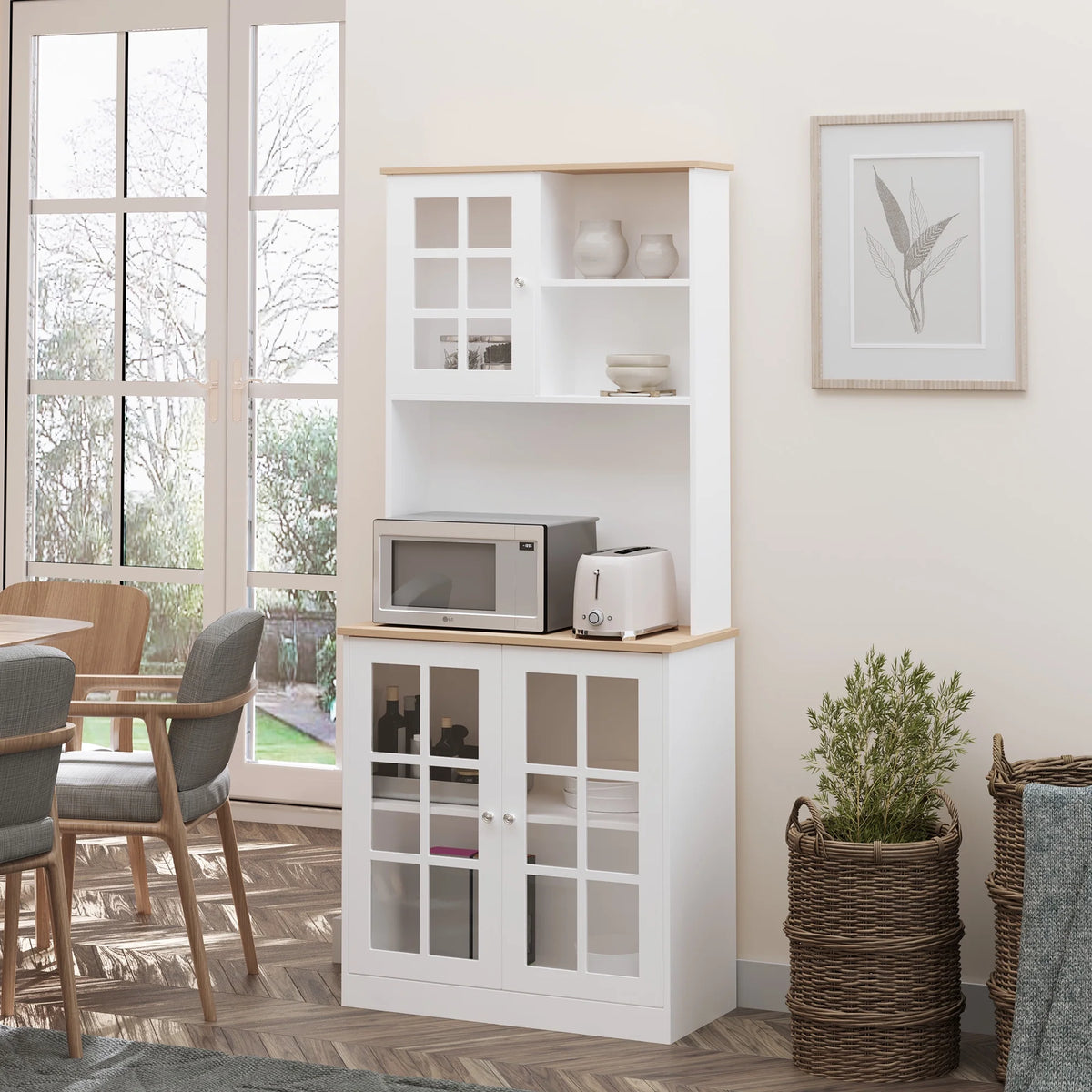 White Kitchen Buffet with Hutch F898