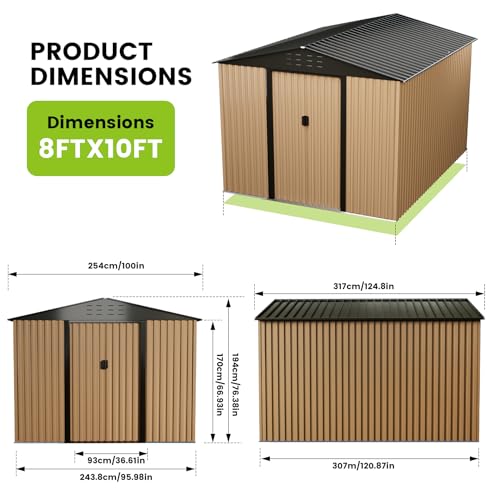 8 x 6 FT Metal Outdoor Storage Shed with Lock J804791