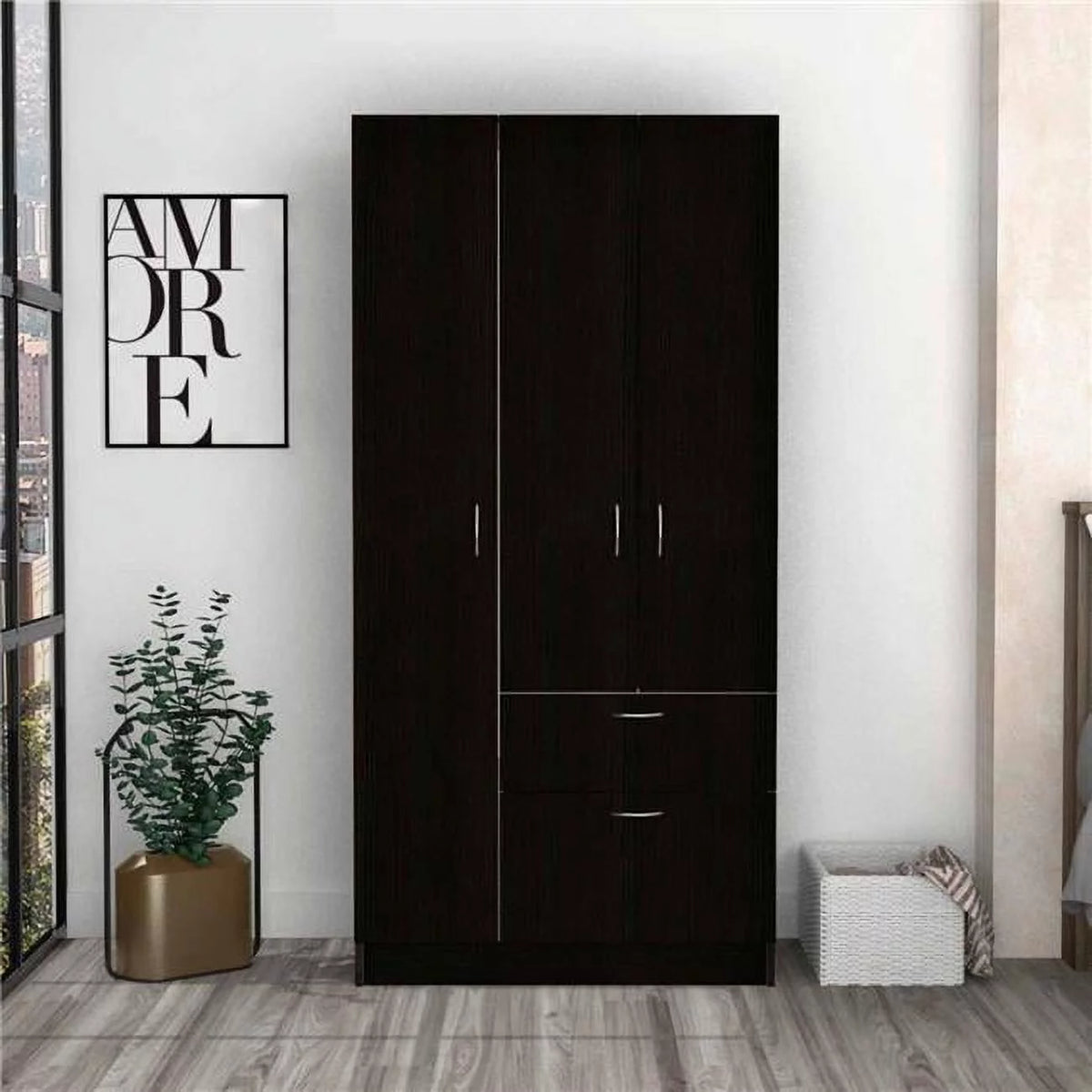 Black & White Three Door Armoire K95351