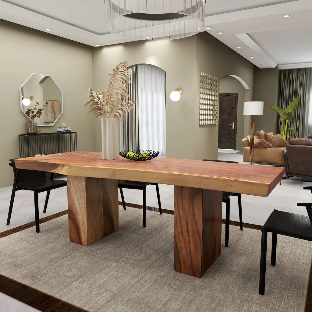 86" x 30" Light Brown Wood Handmade Dining Table G722