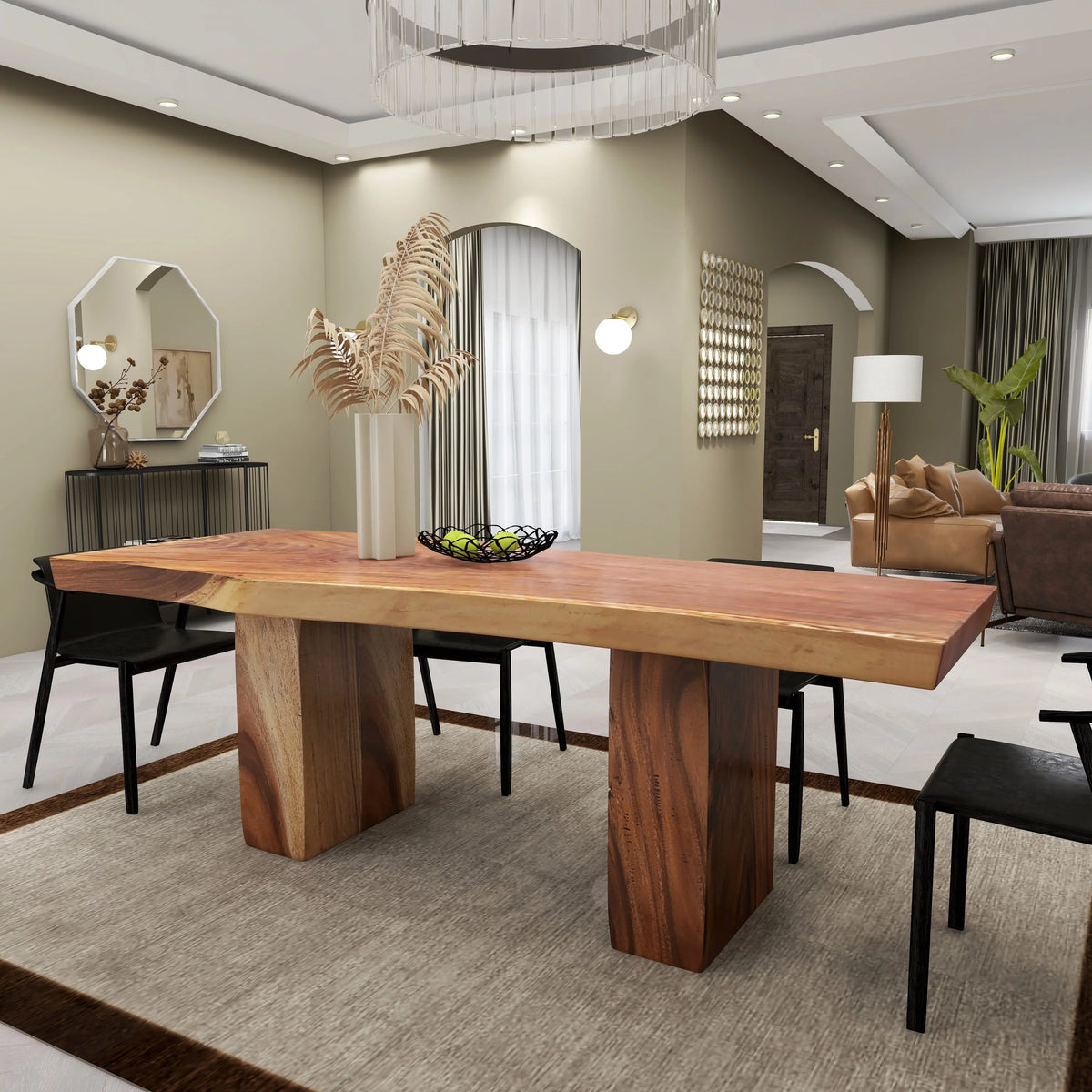 86" x 30" Light Brown Wood Handmade Dining Table G722