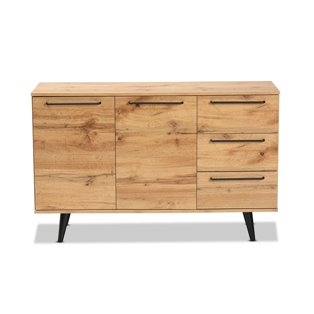 Oak Brown Finished Wood 3-Drawer Sideboard Buffet N43986