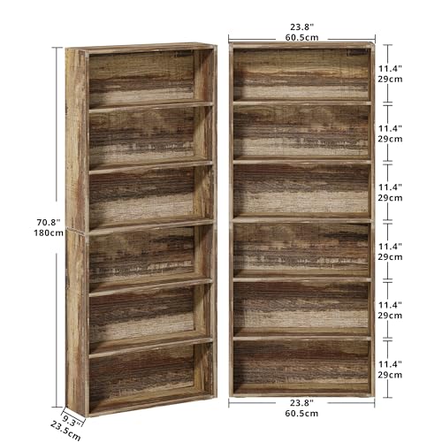 Set of 2 Floor Standing 6 Tiers 70 in Tall Bookshelves H109068