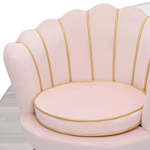 Blue Upholstered Velvet Shell Chair with Cushion and Metal Legs Y11686