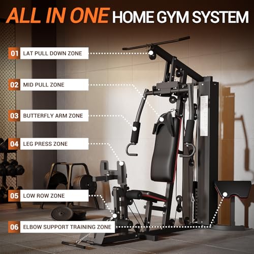 Multifunctional Full Body Workout Machine with 150LBS Weight Stack D8132