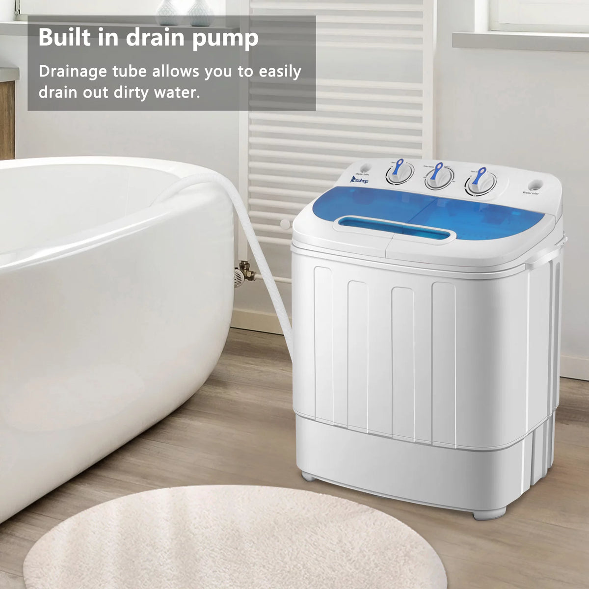 Portable 15lbs Mini Twin Tub Semi-automatic Laundry Washer E603031
