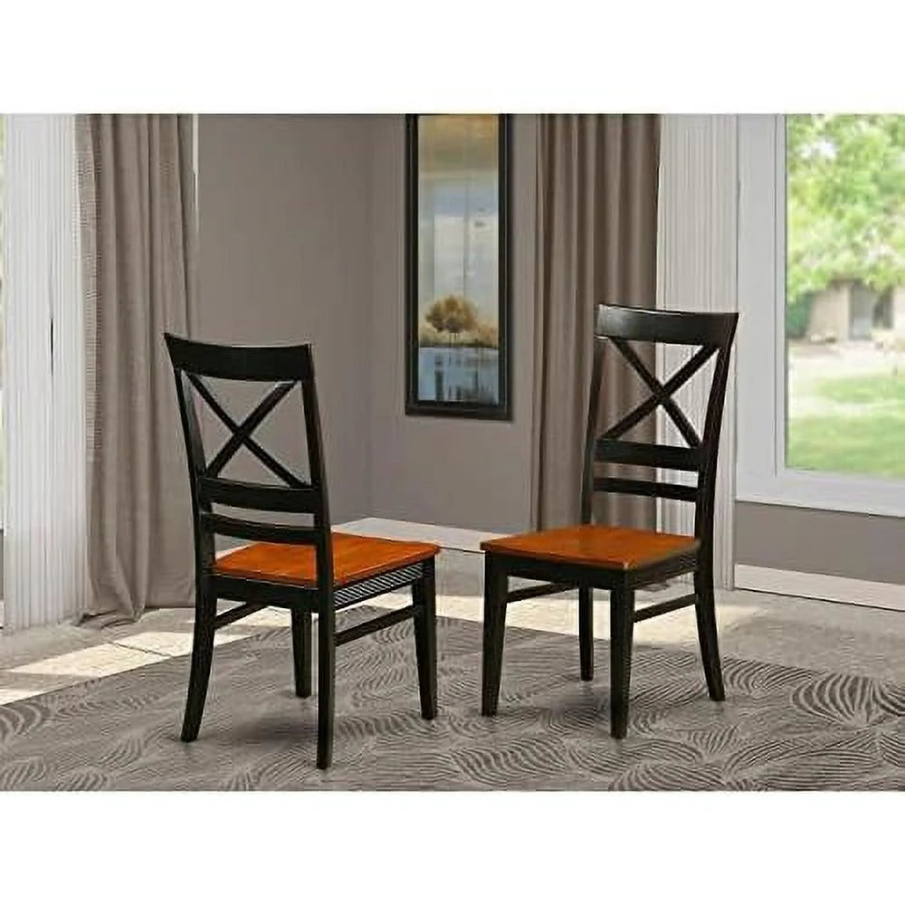 Black & Cherry Cross Back Wooden Seat Dining Chairs Set Of 2 E78861