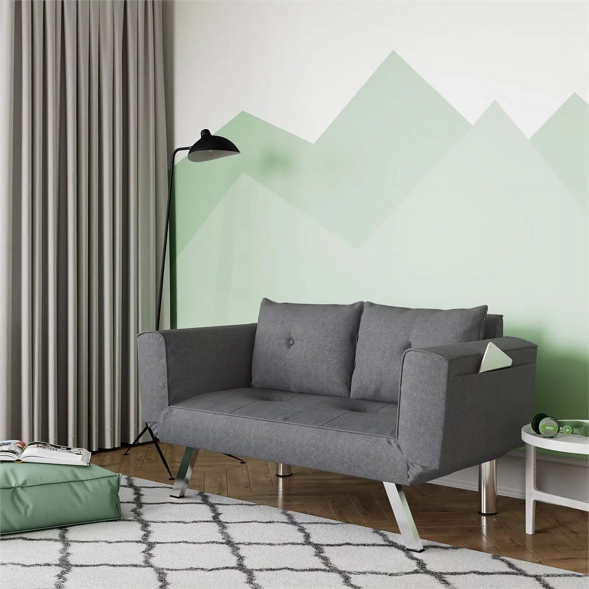 Dark Gray Fabric Convertible Sofa I703486