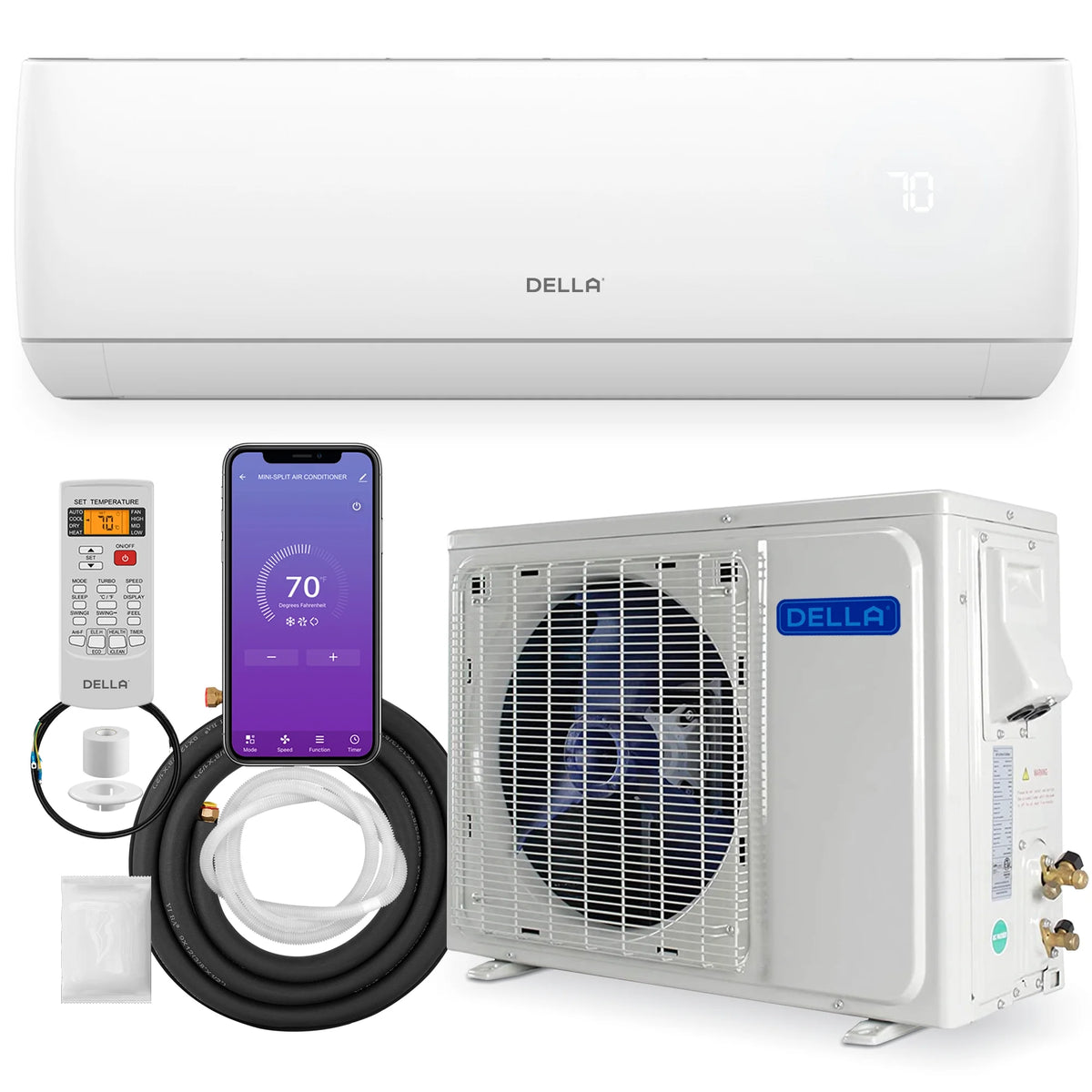 9000 BTU Wifi Enabled Mini Split Air Conditioner & Heater with Heat Pump O24584
