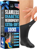 Diabetic Socks Ankle Size 9-12,10-13,13-15 4 Pairs Black F420