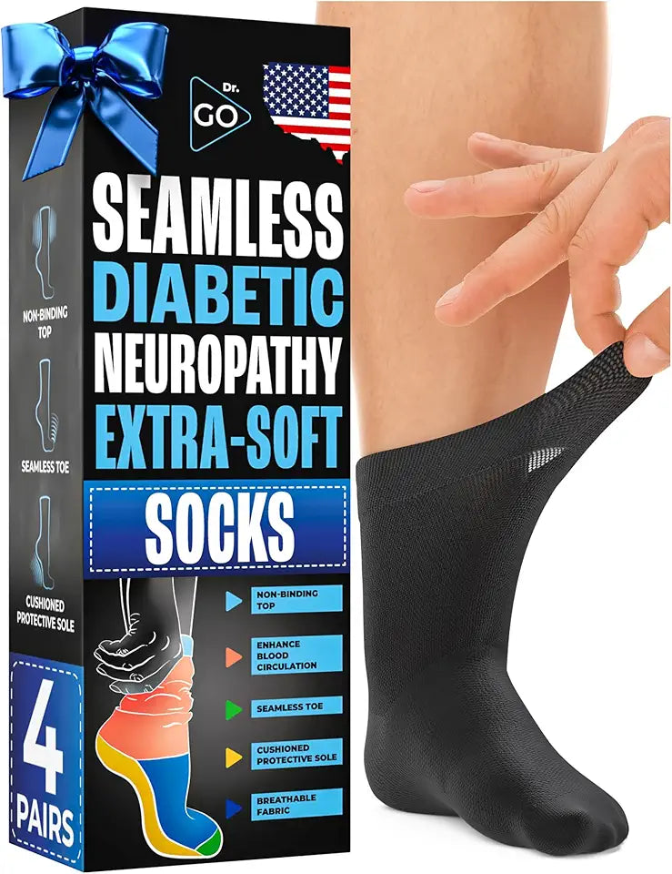 Diabetic Socks Ankle Size 9-12,10-13,13-15 4 Pairs Black F420