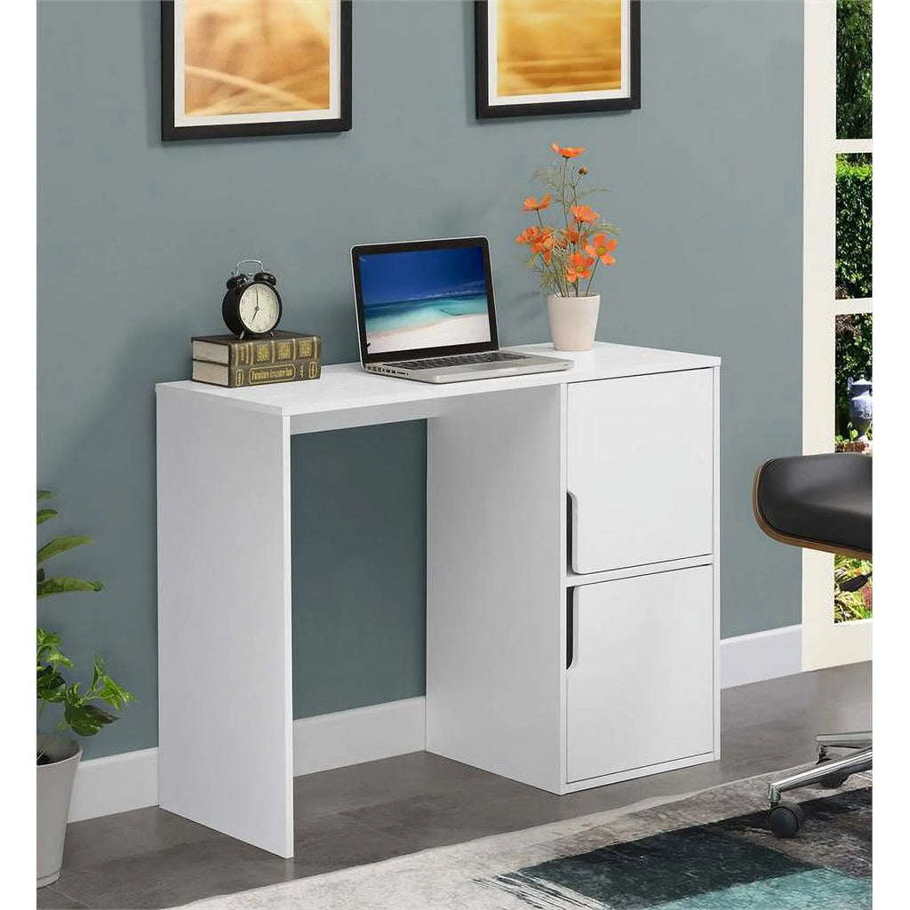 Student Desk with Storage Cabinets in White Wood Finish M848231