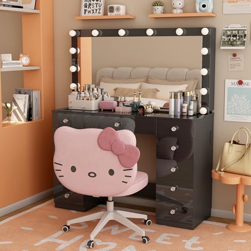 White Vanity Desk with Mirror and 11 Drawer F7938