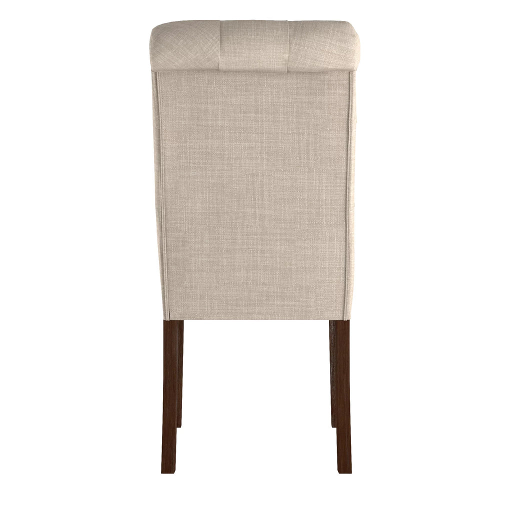 Beige Linen Button Tufted Dining Chair Set of 2 N345357