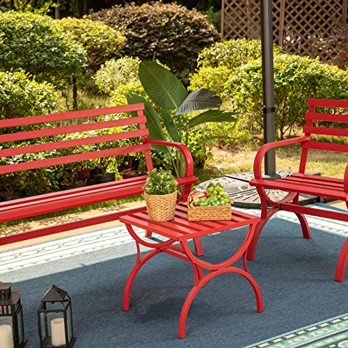 50" Black Cast Iron Outdoor Bench with Floral Backrest P967922