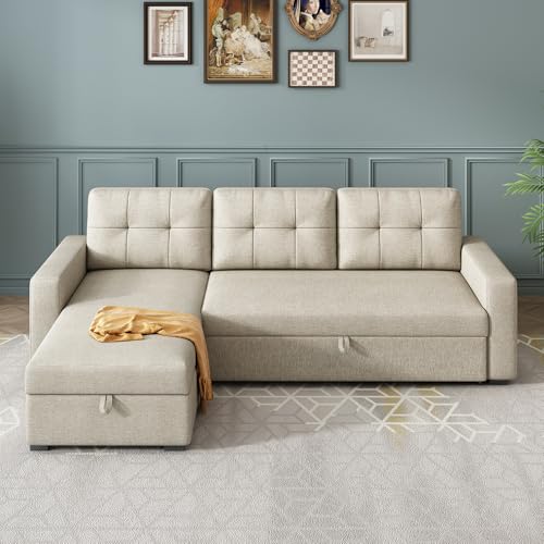 L Shaped Sleeper Sofa with Pull Out Bed and Storage Z562263