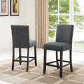 Gray Fabric Solid Rubberwood Counter Height Stool Set of 2 M9625