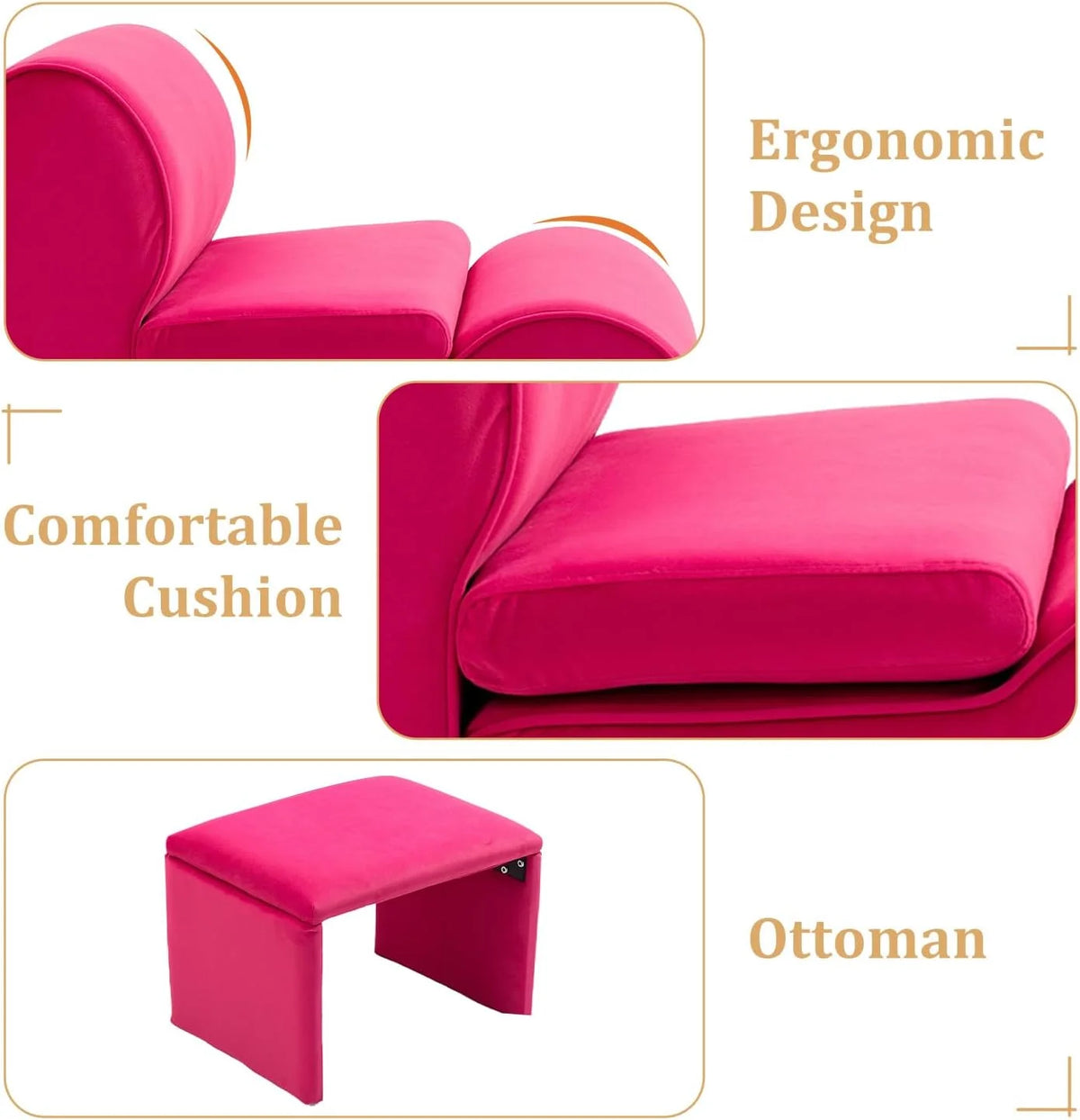 Velvet Accent Chair with Ottoman R263