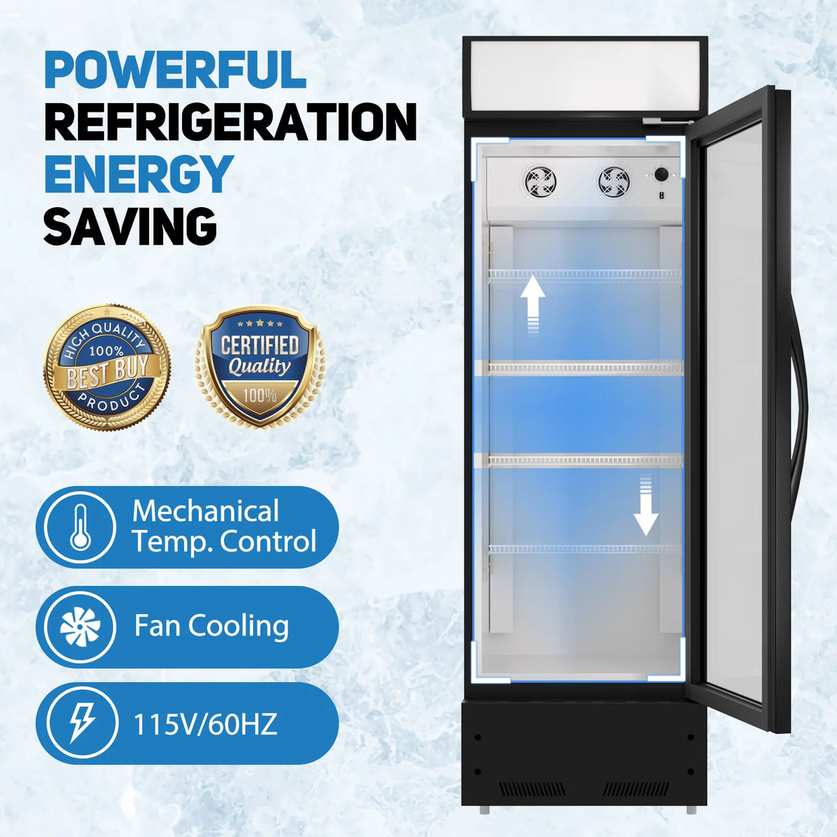 22" Glass Door Commercial Display Refrigerator H53126