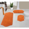 Absorbent Cotton Machine Washable 3 Piece Bathroom Rug Set with Runner Q28022