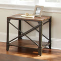 Square End Table Distressed Tobacco Brown Metal Frame M63568