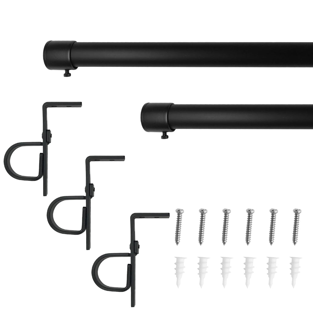 72"-144" 1" dia. Matte Black Curtain Rod Set S4253
