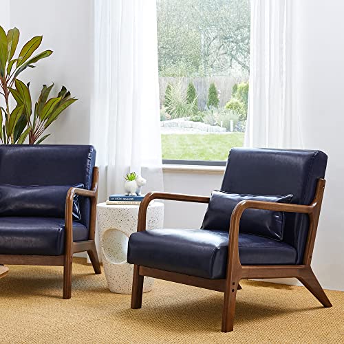 Black PU Leather Accent Armchair with Wood Frame F65102