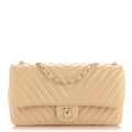Light Beige Lambskin Single Flap V638