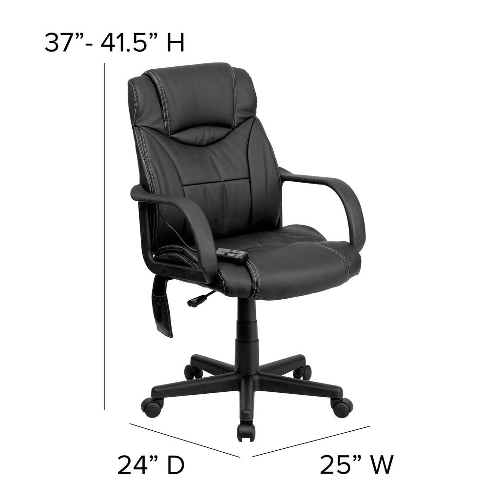 Black LeatherSoft Ergonomic Office Chair with Arms D4958