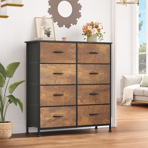 Black 8 Drawer Dresser with Fabric Bins C866646