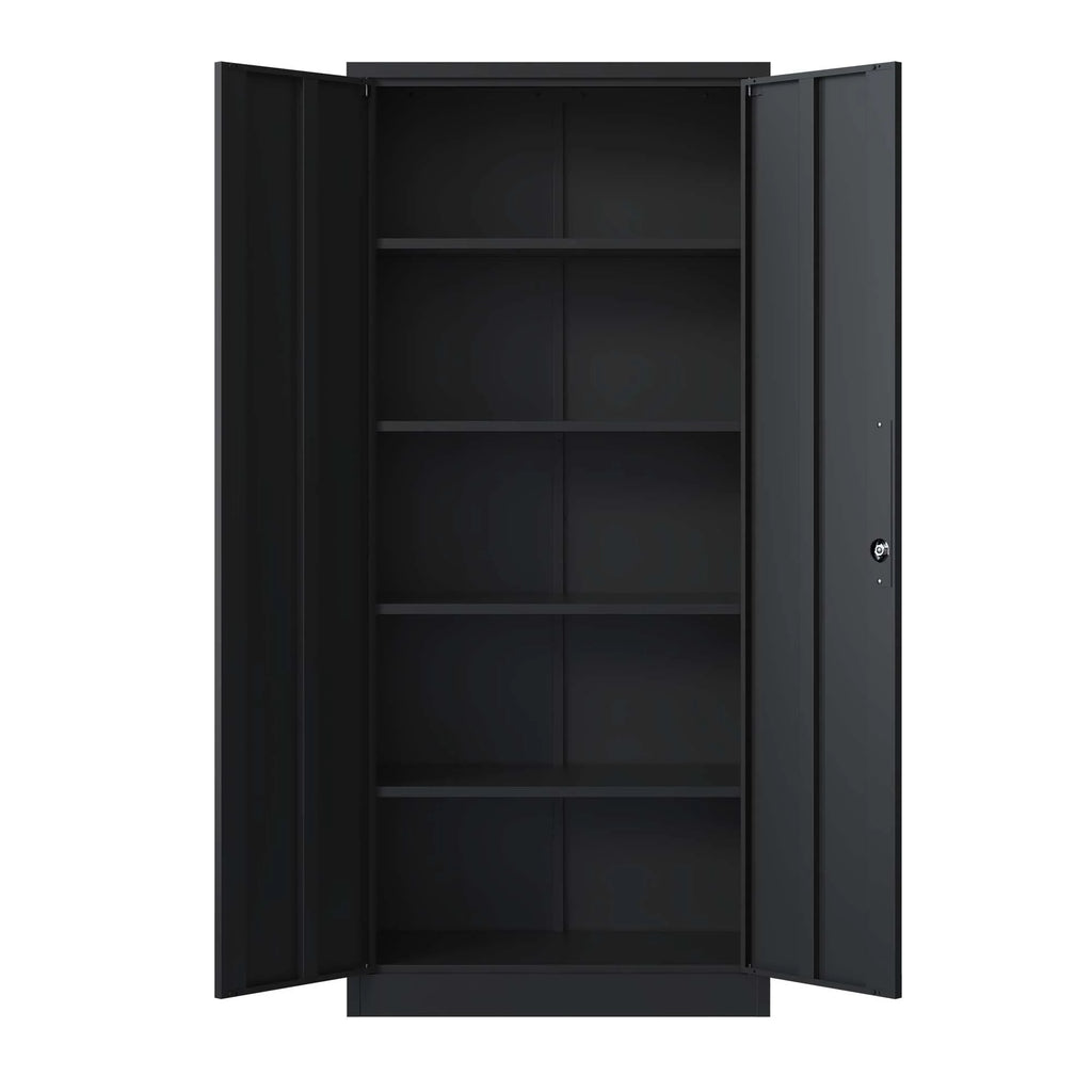 Black Metal Locking Storage Cabinet with 4 Shelves H8216