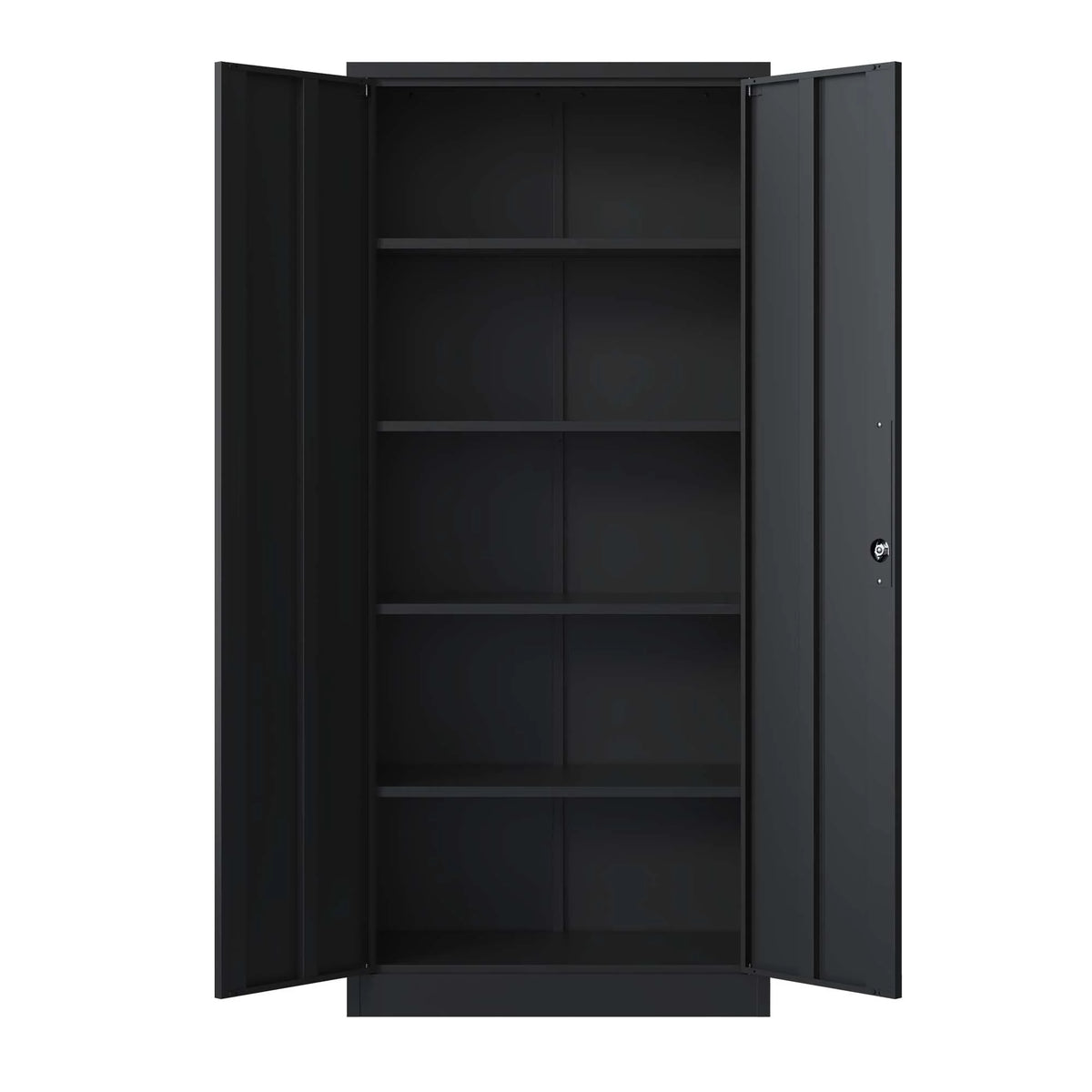 Black Metal Locking Storage Cabinet with 4 Shelves H8216