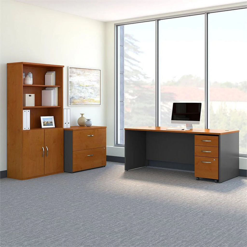 72"W Office Desk with Bookcase and File Cabinet Z3582