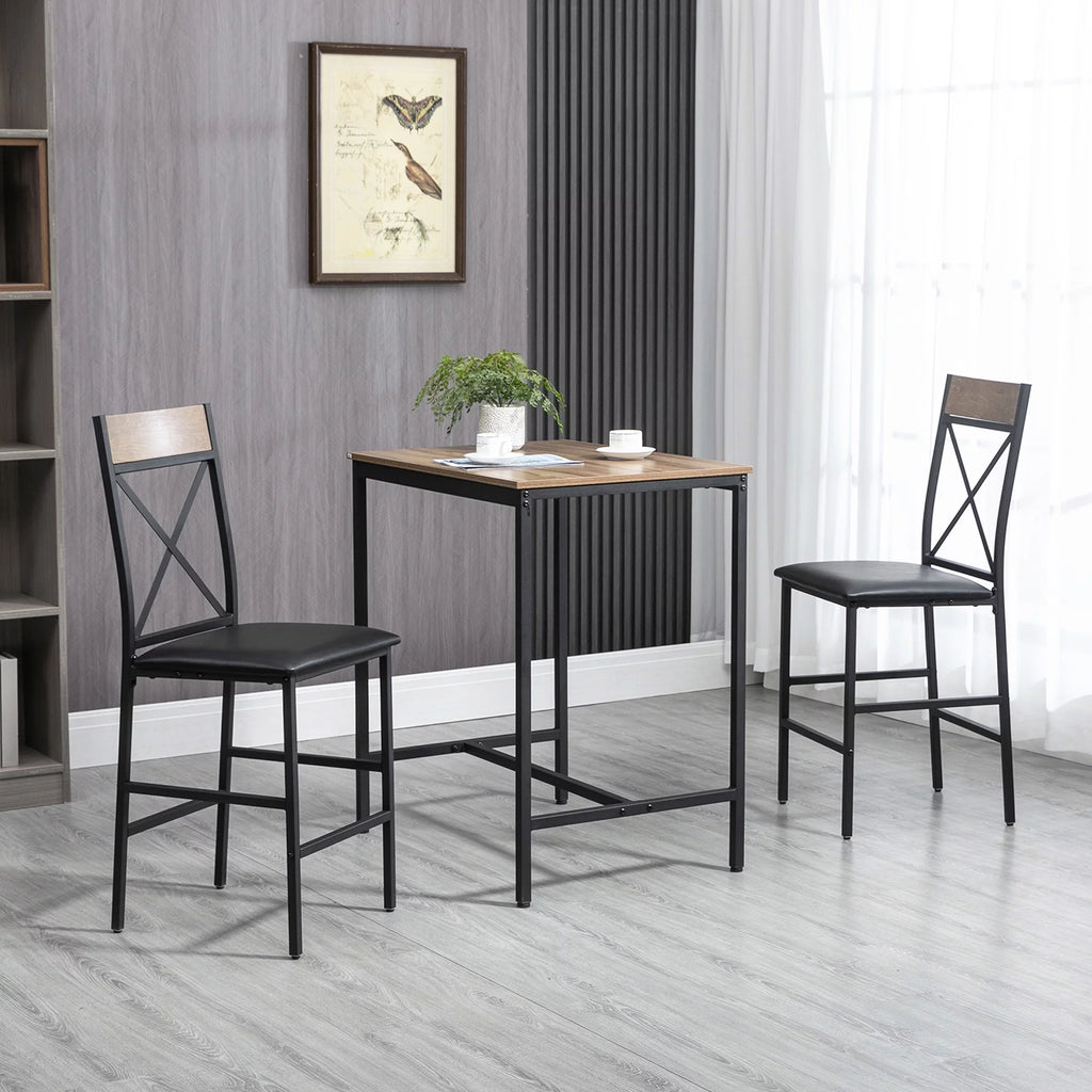3 Piece Dining Table and Chairs Set with PU Padded Stools J243