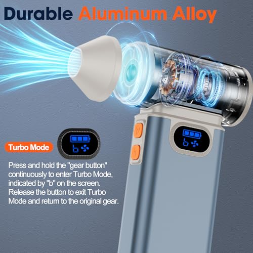 Black Rechargeable Electric Air Duster with Digital Display G7273