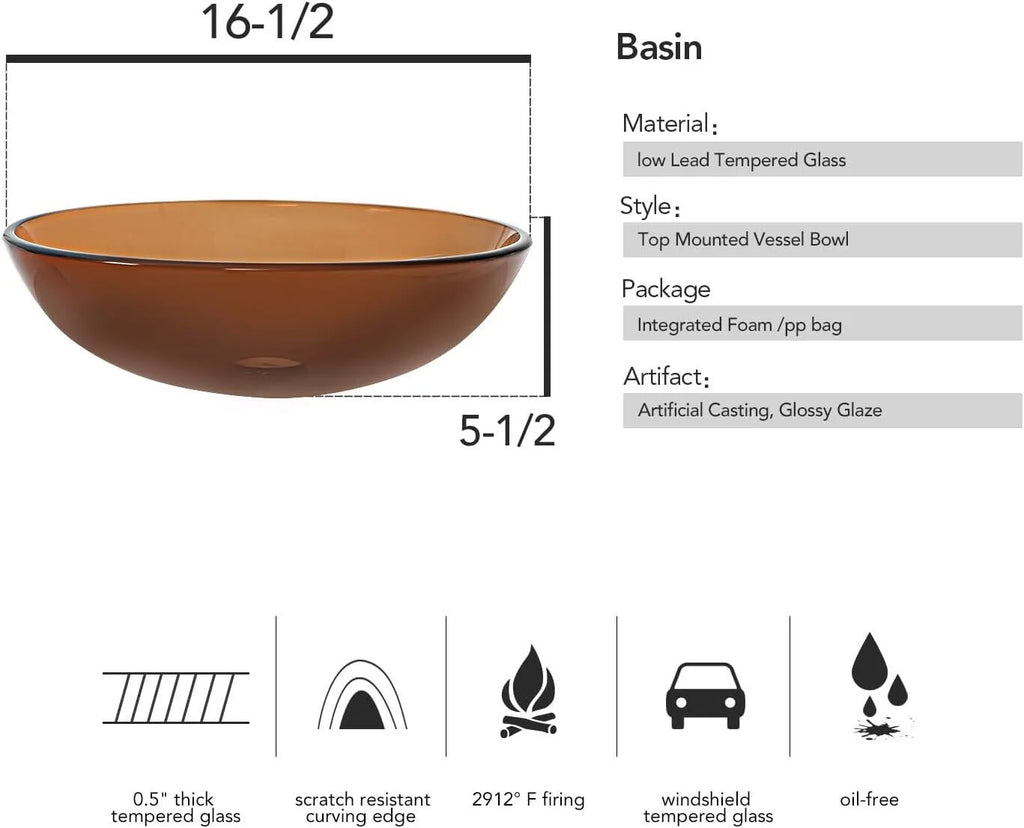 Tempered Glass Vessel Sink and Faucet Combo G345367