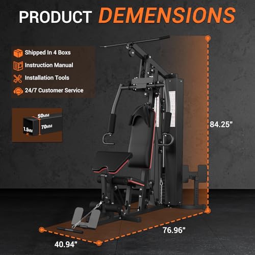 Multifunctional Full Body Workout Machine with 150LBS Weight Stack D8132