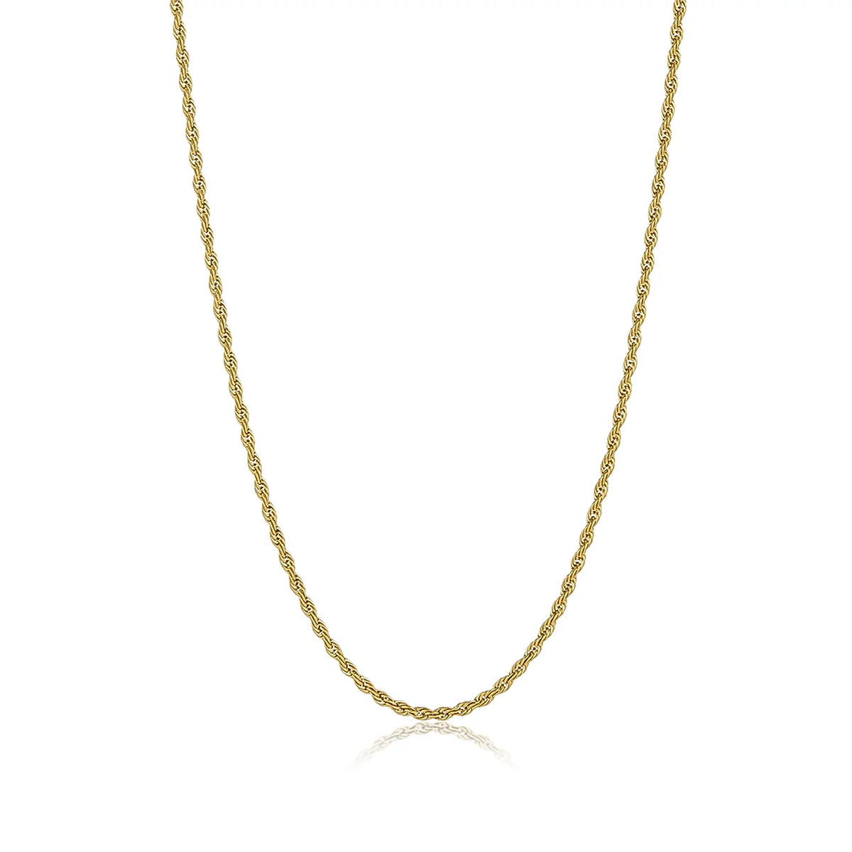 24k Yellow Gold Plated Stainless Steel Twisted Rope Chain Necklace 22 inches U424260