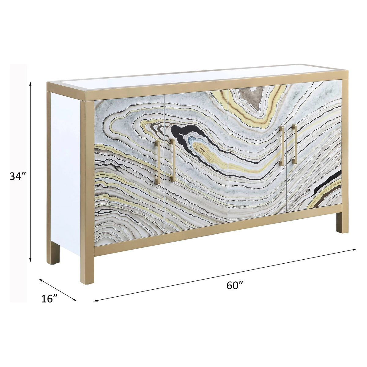White and Gold Rectangular Console Table C696
