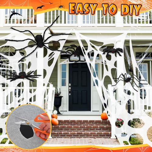 8 Pcs Giant Spider with Stretchy Netting Spiderweb Set N333