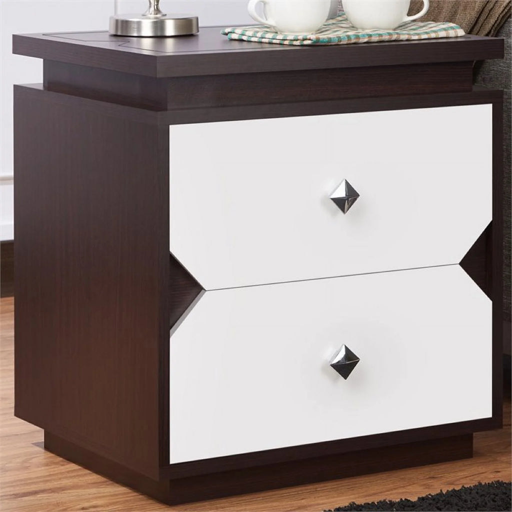 Contemporary Wood 2-Drawer End Table in Walnut U30066