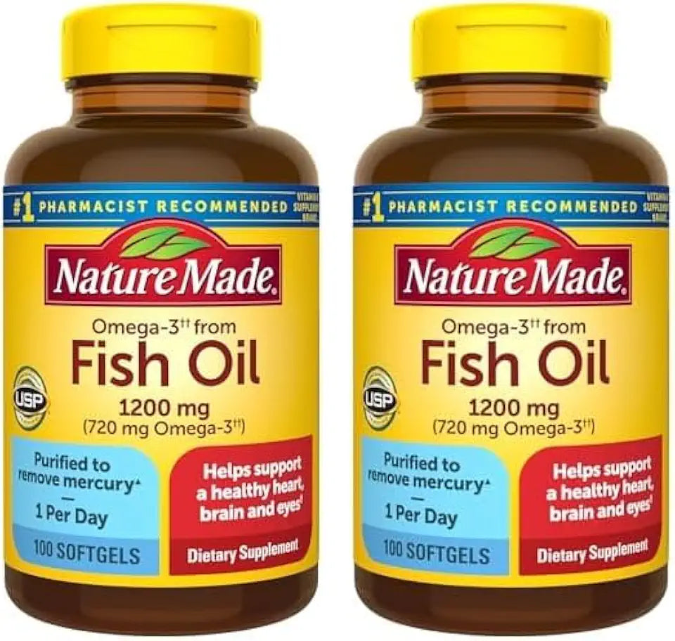Omega 3 Fish Oil 1200 mg 100 Softgels Pack of 2 V973