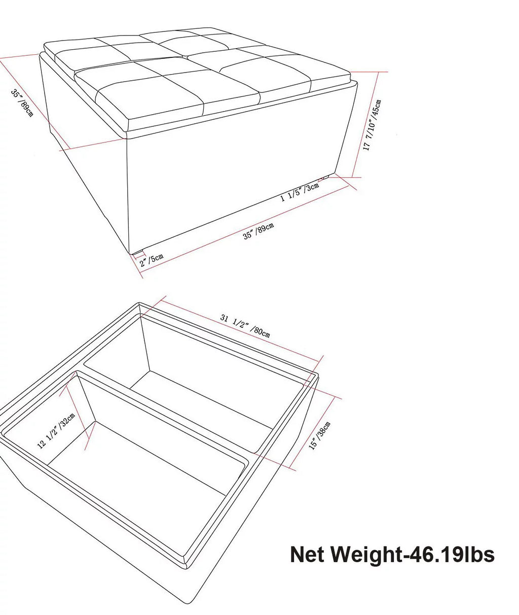 Coffee Table Storage Ottoman with 4 Serving Trays D3730