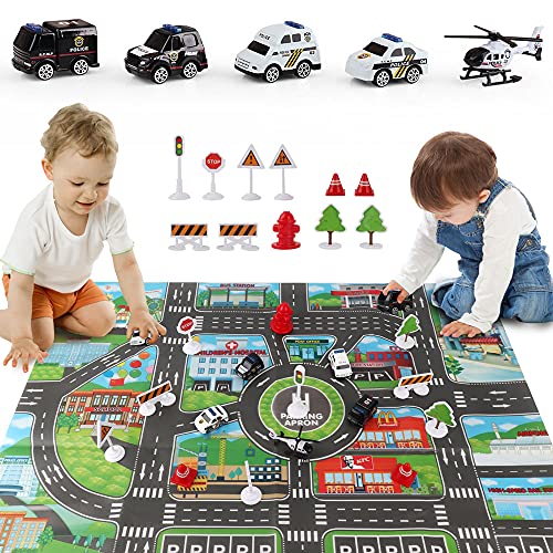 Airplane Toy with Fire Truck Cars and Play Mat S338