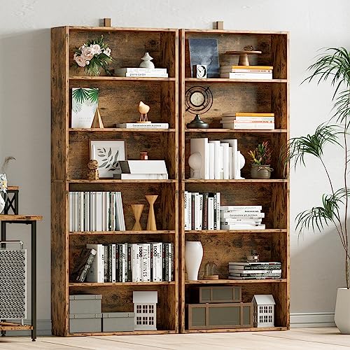 Set of 2 Floor Standing 6 Tiers 70 in Tall Bookshelves H109068