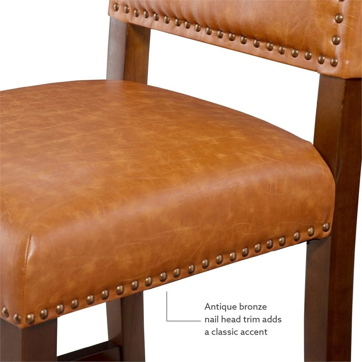 24" Faux Leather & Wood Counter Stool Q90095