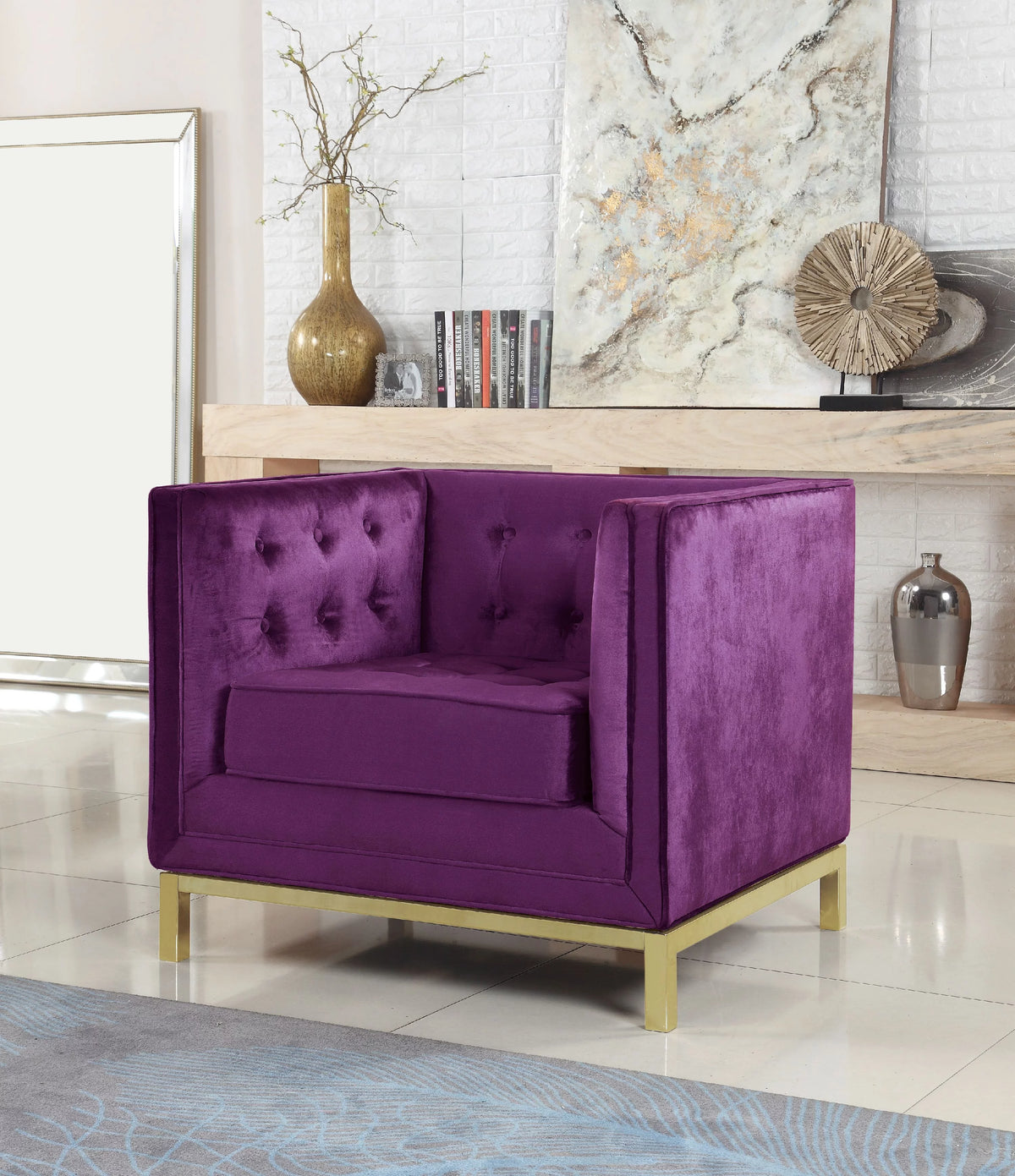 Purple Tufted Velvet Accent Club Chair O4272